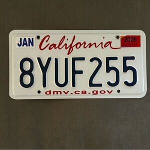 Authentic California license plate.